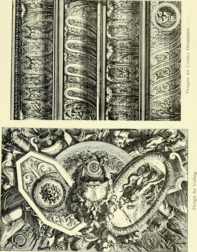 An illustration from An historical guide to French interiors, furniture, decoration, woodwork & allied arts during the last half of the seventeenth century, the whole of the eighteenth century, and the earlier part of the nineteenth, 1903, leaf 92