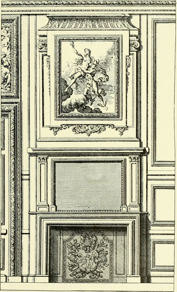 An illustration from An historical guide to French interiors, furniture, decoration, woodwork & allied arts during the last half of the seventeenth century, the whole of the eighteenth century, and the earlier part of the nineteenth, 1903, leaf 96