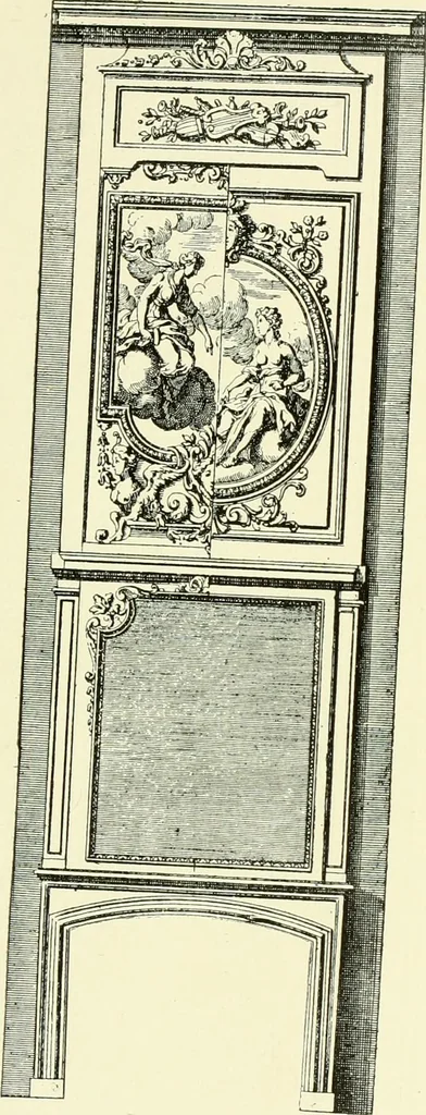 An illustration from An historical guide to French interiors, furniture, decoration, woodwork & allied arts during the last half of the seventeenth century, the whole of the eighteenth century, and the earlier part of the nineteenth, 1903, leaf 98
