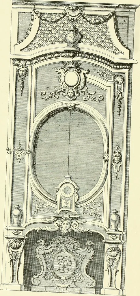An illustration from An historical guide to French interiors, furniture, decoration, woodwork & allied arts during the last half of the seventeenth century, the whole of the eighteenth century, and the earlier part of the nineteenth, 1903, leaf 98