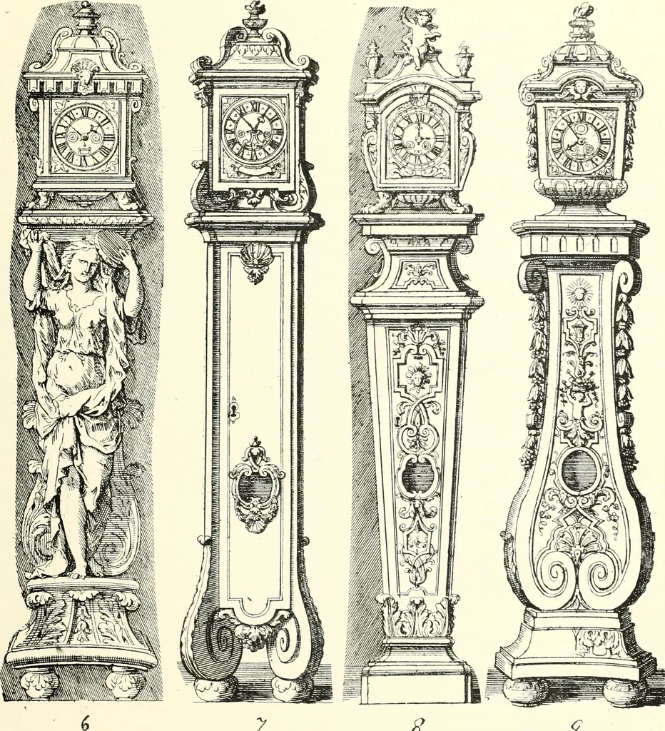 An illustration from An historical guide to French interiors, furniture, decoration, woodwork, & allied arts during the last half of the seventeenth century, the whole of the eighteenth century, and the earlier part of the nineteenth, 1900, leaf 105
