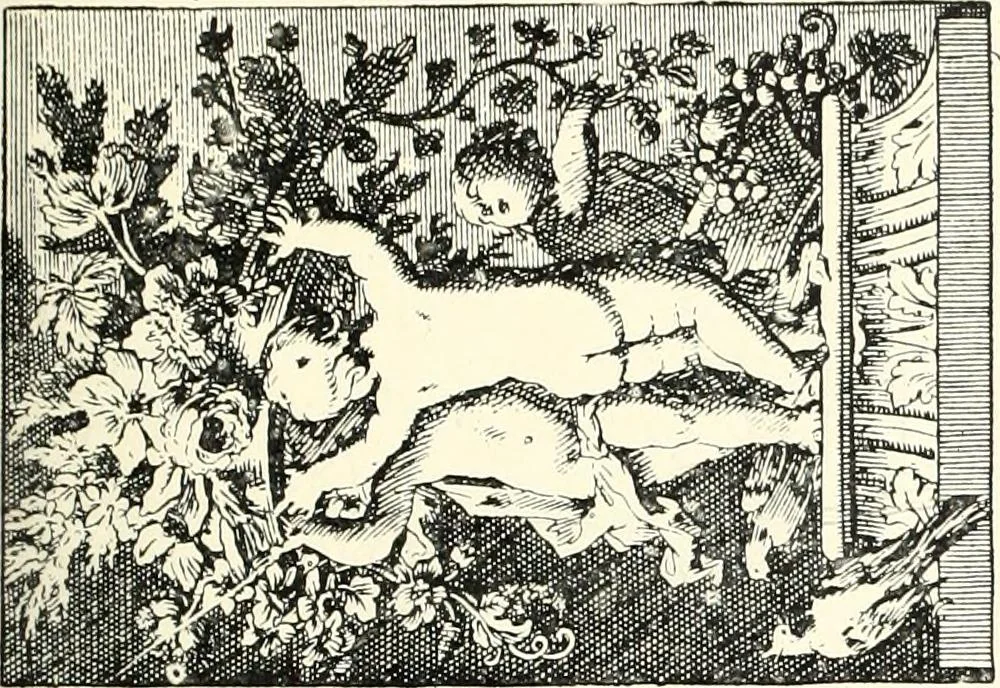 An illustration from An historical guide to French interiors, furniture, decoration, woodwork, & allied arts during the last half of the seventeenth century, the whole of the eighteenth century, and the earlier part of the nineteenth, 1900, leaf 107