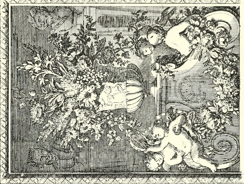 An illustration from An historical guide to French interiors, furniture, decoration, woodwork, & allied arts during the last half of the seventeenth century, the whole of the eighteenth century, and the earlier part of the nineteenth, 1900, leaf 107