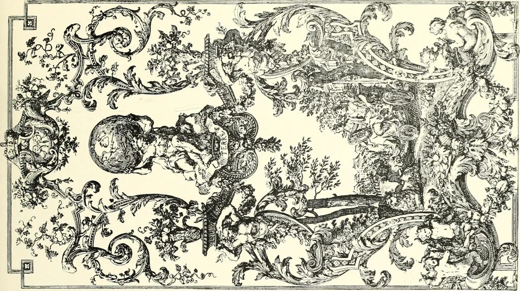 An illustration from An historical guide to French interiors, furniture, decoration, woodwork, & allied arts during the last half of the seventeenth century, the whole of the eighteenth century, and the earlier part of the nineteenth, 1900, leaf 109
