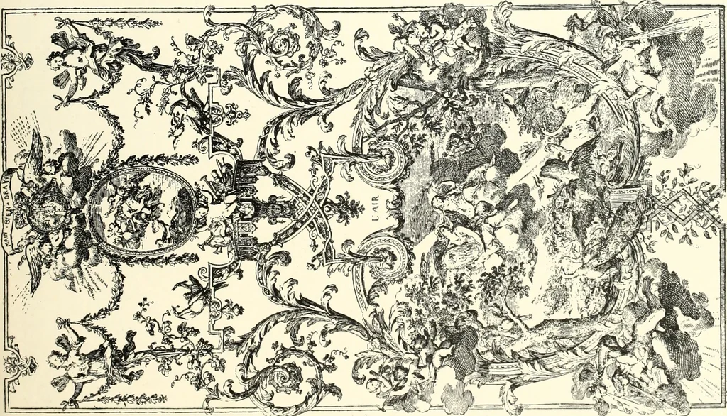 An illustration from An historical guide to French interiors, furniture, decoration, woodwork, & allied arts during the last half of the seventeenth century, the whole of the eighteenth century, and the earlier part of the nineteenth, 1900, leaf 109
