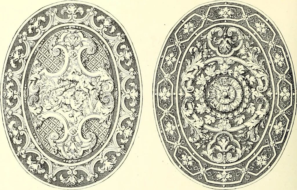 An illustration from An historical guide to French interiors, furniture, decoration, woodwork, & allied arts during the last half of the seventeenth century, the whole of the eighteenth century, and the earlier part of the nineteenth, 1900, leaf 110