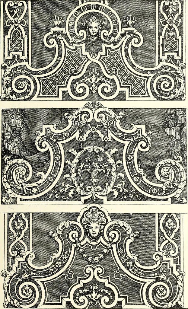 An illustration from An historical guide to French interiors, furniture, decoration, woodwork, & allied arts during the last half of the seventeenth century, the whole of the eighteenth century, and the earlier part of the nineteenth, 1900, leaf 111