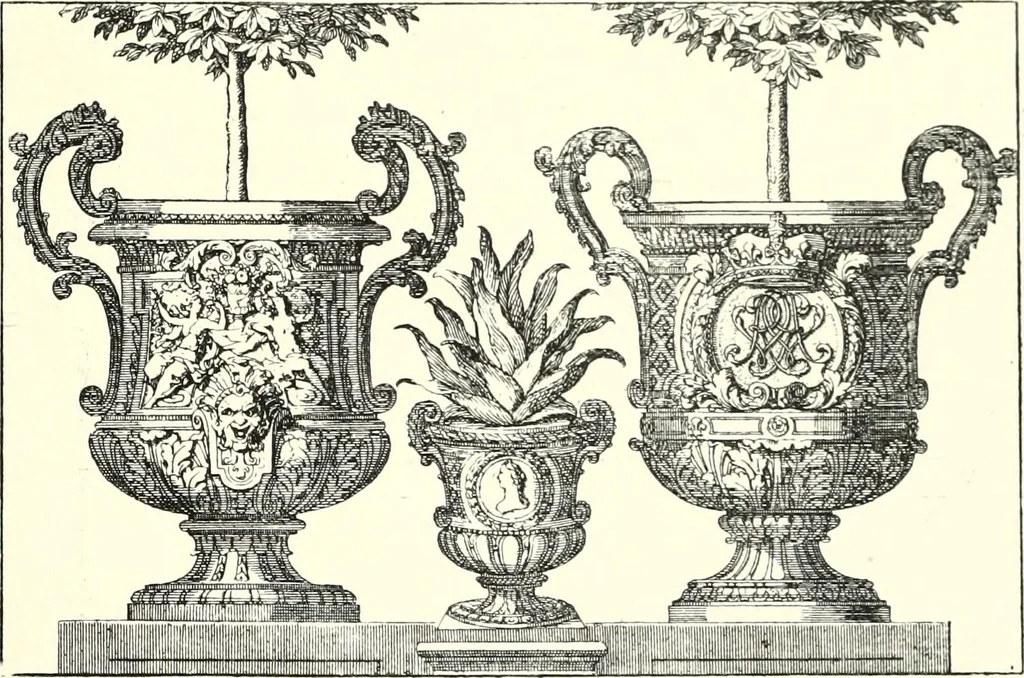 An illustration from An historical guide to French interiors, furniture, decoration, woodwork, & allied arts during the last half of the seventeenth century, the whole of the eighteenth century, and the earlier part of the nineteenth, 1900, leaf 115