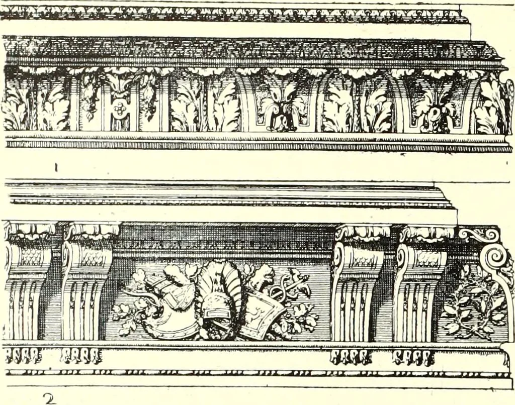 An illustration from An historical guide to French interiors, furniture, decoration, woodwork, & allied arts during the last half of the seventeenth century, the whole of the eighteenth century, and the earlier part of the nineteenth, 1900, leaf 116