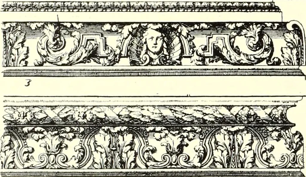 An illustration from An historical guide to French interiors, furniture, decoration, woodwork, & allied arts during the last half of the seventeenth century, the whole of the eighteenth century, and the earlier part of the nineteenth, 1900, leaf 116