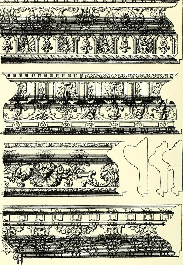 An illustration from An historical guide to French interiors, furniture, decoration, woodwork, & allied arts during the last half of the seventeenth century, the whole of the eighteenth century, and the earlier part of the nineteenth, 1900, leaf 116