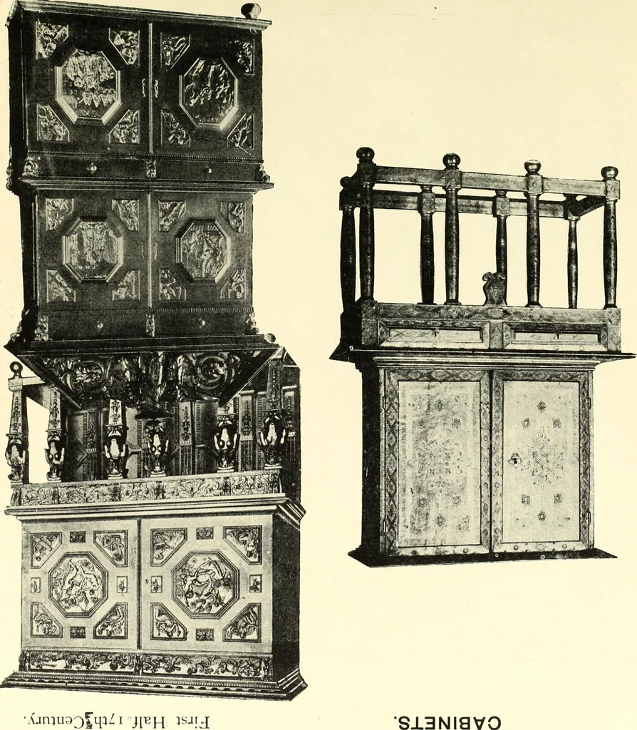 An illustration from An historical guide to French interiors, furniture, decoration, woodwork, & allied arts during the last half of the seventeenth century, the whole of the eighteenth century, and the earlier part of the nineteenth, 1900, leaf 12