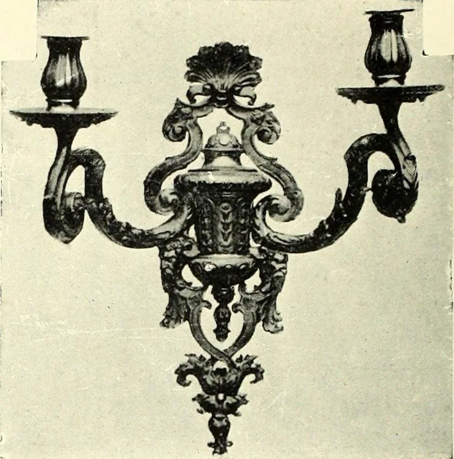 An illustration from An historical guide to French interiors, furniture, decoration, woodwork, & allied arts during the last half of the seventeenth century, the whole of the eighteenth century, and the earlier part of the nineteenth, 1900, leaf 122