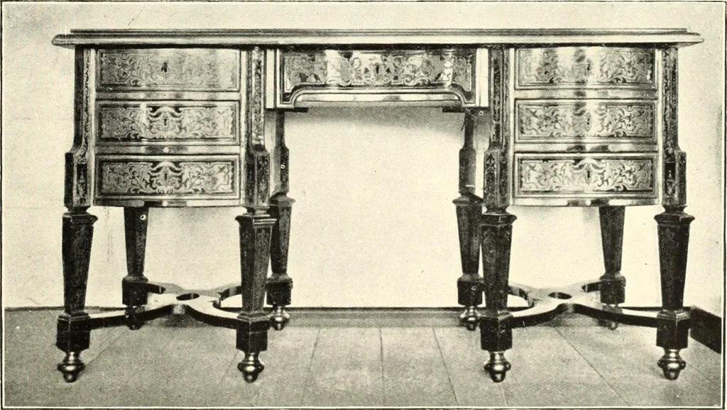 An illustration from An historical guide to French interiors, furniture, decoration, woodwork, & allied arts during the last half of the seventeenth century, the whole of the eighteenth century, and the earlier part of the nineteenth, 1900, leaf 125