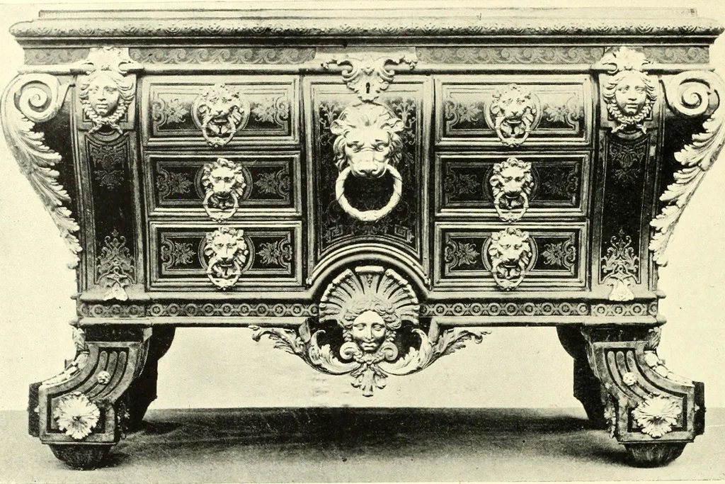 An illustration from An historical guide to French interiors, furniture, decoration, woodwork, & allied arts during the last half of the seventeenth century, the whole of the eighteenth century, and the earlier part of the nineteenth, 1900, leaf 126