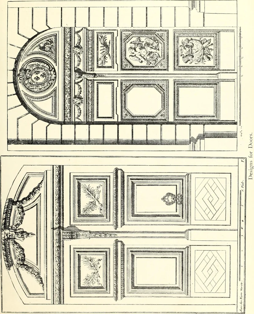 An illustration from An historical guide to French interiors, furniture, decoration, woodwork, & allied arts during the last half of the seventeenth century, the whole of the eighteenth century, and the earlier part of the nineteenth, 1900, leaf 127