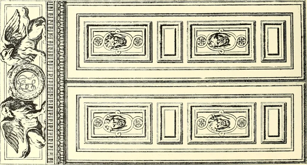 An illustration from An historical guide to French interiors, furniture, decoration, woodwork, & allied arts during the last half of the seventeenth century, the whole of the eighteenth century, and the earlier part of the nineteenth, 1900, leaf 128