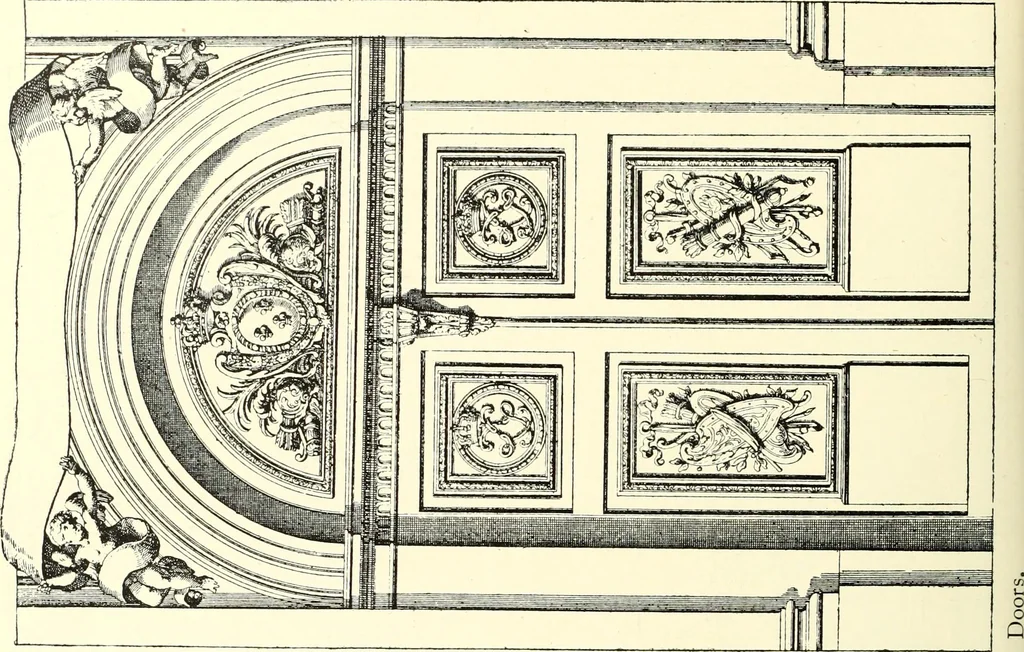 An illustration from An historical guide to French interiors, furniture, decoration, woodwork, & allied arts during the last half of the seventeenth century, the whole of the eighteenth century, and the earlier part of the nineteenth, 1900, leaf 130