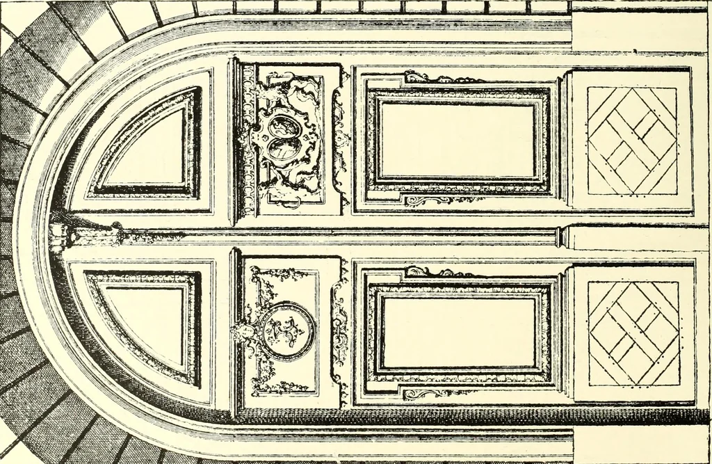 An illustration from An historical guide to French interiors, furniture, decoration, woodwork, & allied arts during the last half of the seventeenth century, the whole of the eighteenth century, and the earlier part of the nineteenth, 1900, leaf 130