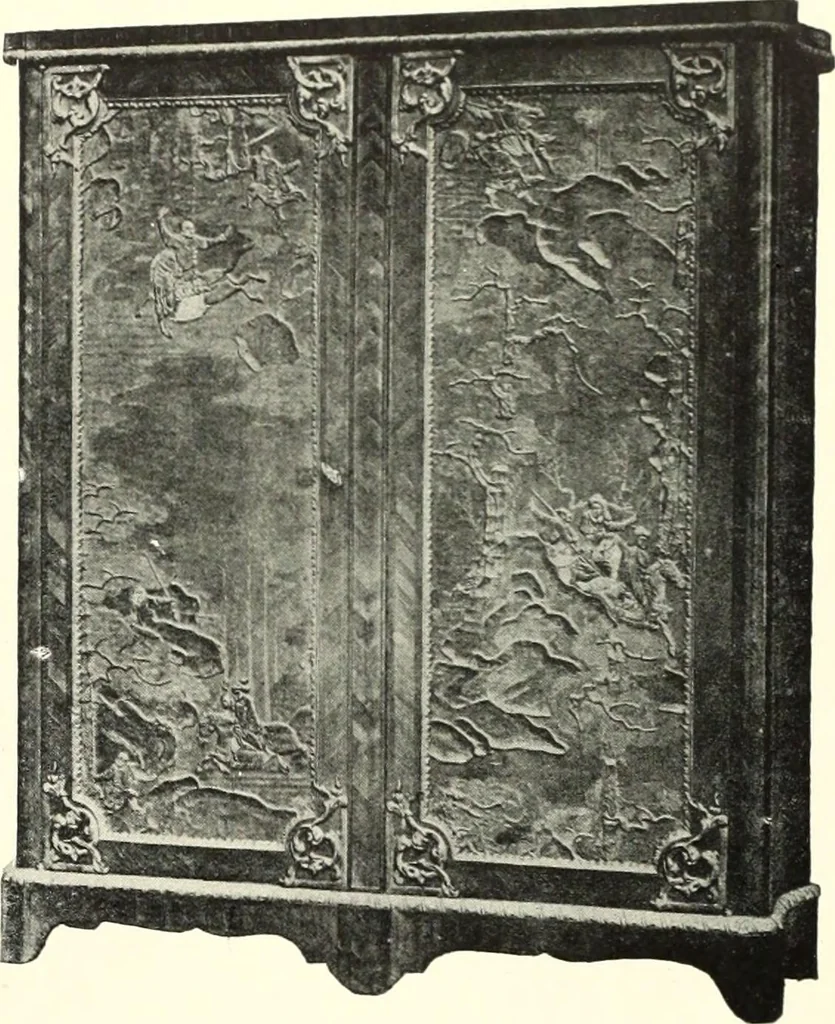 An illustration from An historical guide to French interiors, furniture, decoration, woodwork, & allied arts during the last half of the seventeenth century, the whole of the eighteenth century, and the earlier part of the nineteenth, 1900, leaf 131