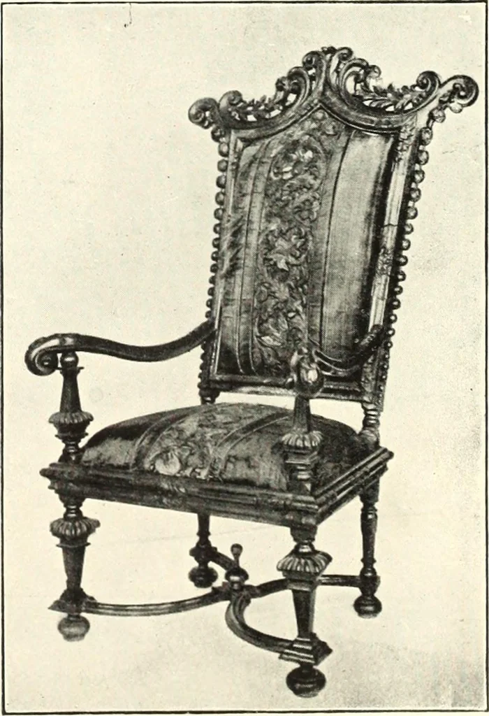 An illustration from An historical guide to French interiors, furniture, decoration, woodwork, & allied arts during the last half of the seventeenth century, the whole of the eighteenth century, and the earlier part of the nineteenth, 1900, leaf 131