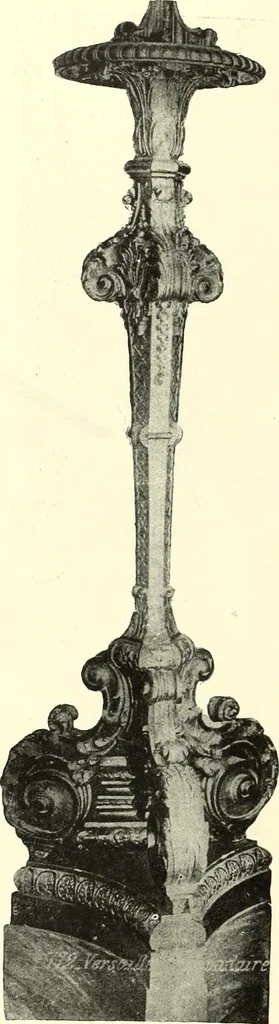 An illustration from An historical guide to French interiors, furniture, decoration, woodwork, & allied arts during the last half of the seventeenth century, the whole of the eighteenth century, and the earlier part of the nineteenth, 1900, leaf 132