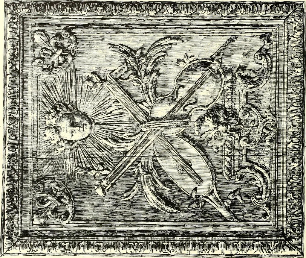 An illustration from An historical guide to French interiors, furniture, decoration, woodwork, & allied arts during the last half of the seventeenth century, the whole of the eighteenth century, and the earlier part of the nineteenth, 1900, leaf 140