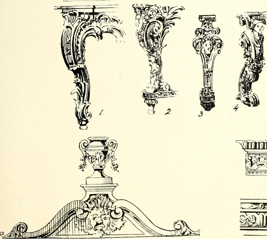 An illustration from An historical guide to French interiors, furniture, decoration, woodwork, & allied arts during the last half of the seventeenth century, the whole of the eighteenth century, and the earlier part of the nineteenth, 1900, leaf 141