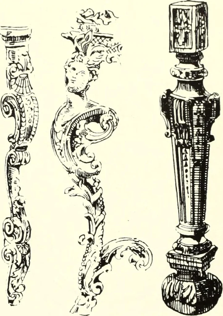 An illustration from An historical guide to French interiors, furniture, decoration, woodwork, & allied arts during the last half of the seventeenth century, the whole of the eighteenth century, and the earlier part of the nineteenth, 1900, leaf 141