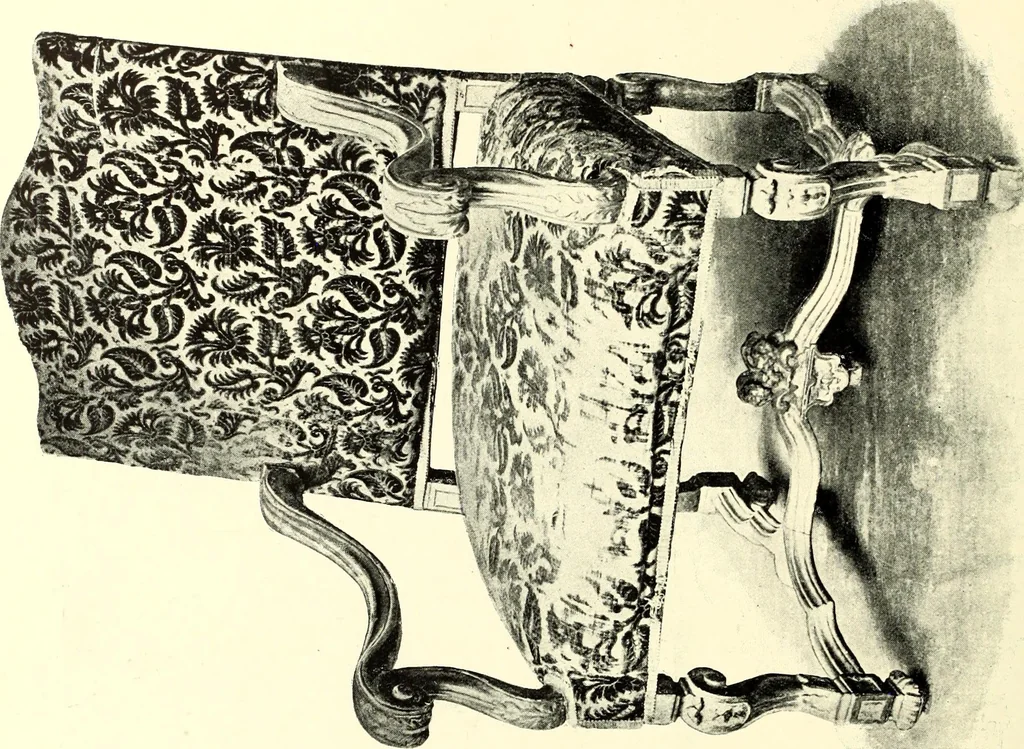 An illustration from An historical guide to French interiors, furniture, decoration, woodwork, & allied arts during the last half of the seventeenth century, the whole of the eighteenth century, and the earlier part of the nineteenth, 1900, leaf 144