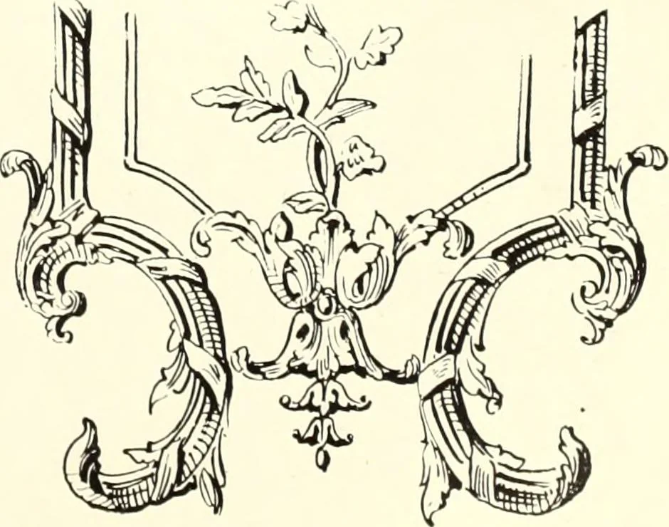 An illustration from An historical guide to French interiors, furniture, decoration, woodwork, & allied arts during the last half of the seventeenth century, the whole of the eighteenth century, and the earlier part of the nineteenth, 1900, leaf 145