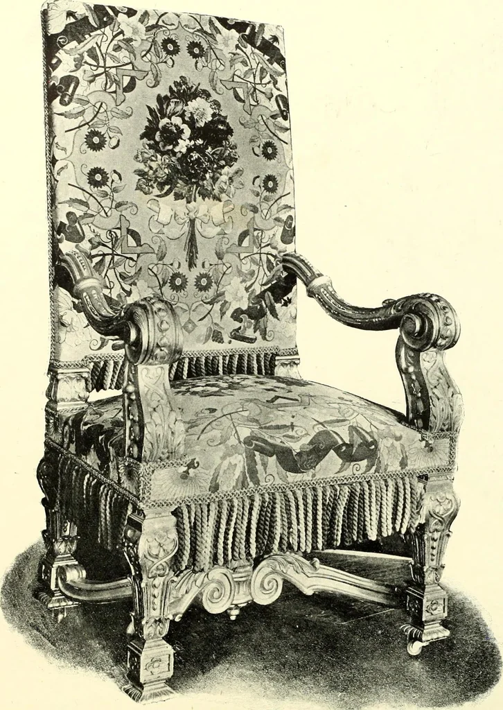 An illustration from An historical guide to French interiors, furniture, decoration, woodwork, & allied arts during the last half of the seventeenth century, the whole of the eighteenth century, and the earlier part of the nineteenth, 1900, leaf 146