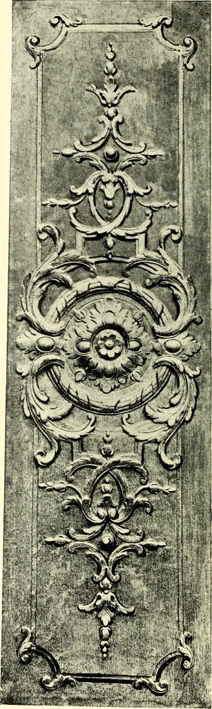 An illustration from An historical guide to French interiors, furniture, decoration, woodwork, & allied arts during the last half of the seventeenth century, the whole of the eighteenth century, and the earlier part of the nineteenth, 1900, leaf 148