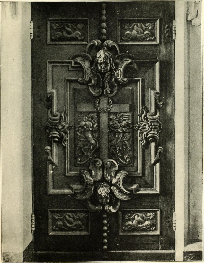 An illustration from An historical guide to French interiors, furniture, decoration, woodwork, & allied arts during the last half of the seventeenth century, the whole of the eighteenth century, and the earlier part of the nineteenth, 1900, leaf 15