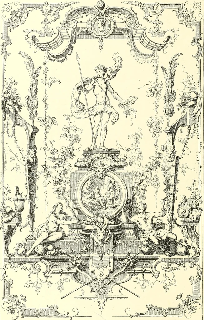 An illustration from An historical guide to French interiors, furniture, decoration, woodwork, & allied arts during the last half of the seventeenth century, the whole of the eighteenth century, and the earlier part of the nineteenth, 1900, leaf 166