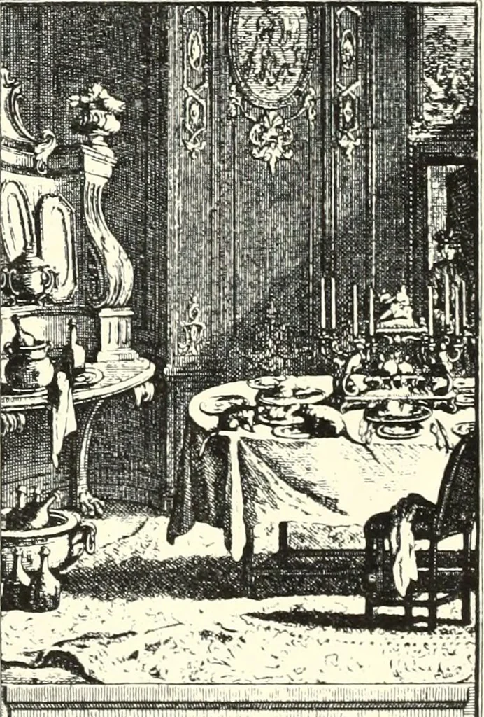 An illustration from An historical guide to French interiors, furniture, decoration, woodwork, & allied arts during the last half of the seventeenth century, the whole of the eighteenth century, and the earlier part of the nineteenth, 1900, leaf 169