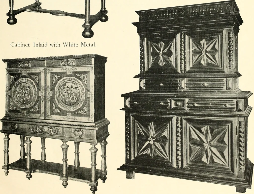 An illustration from An historical guide to French interiors, furniture, decoration, woodwork, & allied arts during the last half of the seventeenth century, the whole of the eighteenth century, and the earlier part of the nineteenth, 1900, leaf 17