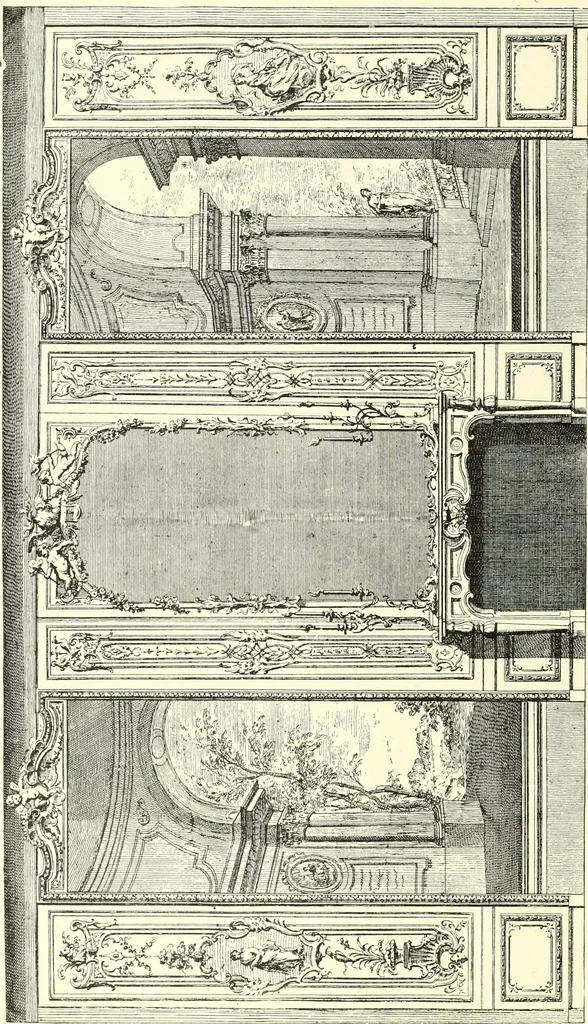 An illustration from An historical guide to French interiors, furniture, decoration, woodwork, & allied arts during the last half of the seventeenth century, the whole of the eighteenth century, and the earlier part of the nineteenth, 1900, leaf 182