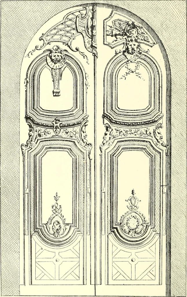 An illustration from An historical guide to French interiors, furniture, decoration, woodwork, & allied arts during the last half of the seventeenth century, the whole of the eighteenth century, and the earlier part of the nineteenth, 1900, leaf 184