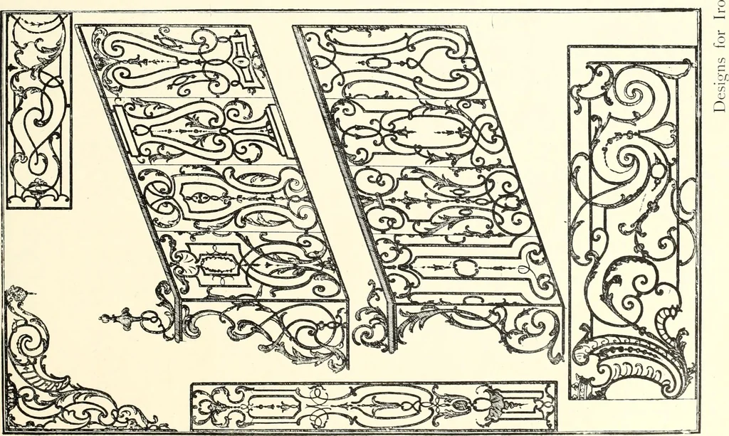 An illustration from An historical guide to French interiors, furniture, decoration, woodwork, & allied arts during the last half of the seventeenth century, the whole of the eighteenth century, and the earlier part of the nineteenth, 1900, leaf 185