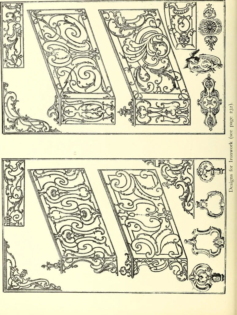 An illustration from An historical guide to French interiors, furniture, decoration, woodwork, & allied arts during the last half of the seventeenth century, the whole of the eighteenth century, and the earlier part of the nineteenth, 1900, leaf 186