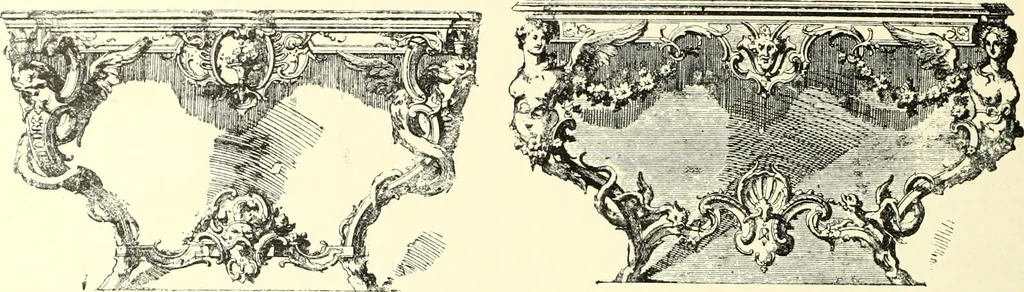 An illustration from An historical guide to French interiors, furniture, decoration, woodwork, & allied arts during the last half of the seventeenth century, the whole of the eighteenth century, and the earlier part of the nineteenth, 1900, leaf 188