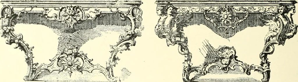 An illustration from An historical guide to French interiors, furniture, decoration, woodwork, & allied arts during the last half of the seventeenth century, the whole of the eighteenth century, and the earlier part of the nineteenth, 1900, leaf 188