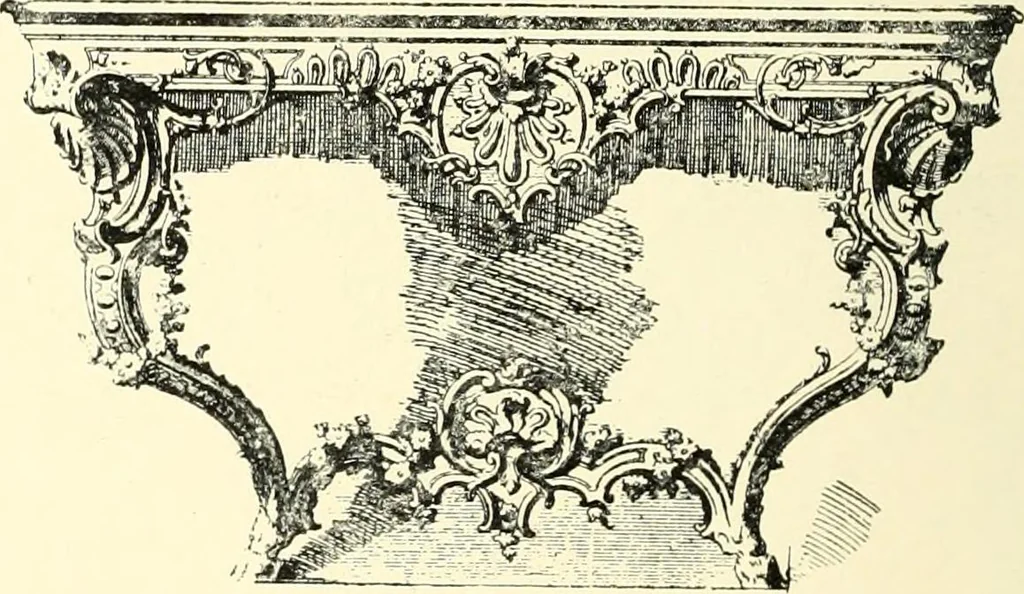 An illustration from An historical guide to French interiors, furniture, decoration, woodwork, & allied arts during the last half of the seventeenth century, the whole of the eighteenth century, and the earlier part of the nineteenth, 1900, leaf 188