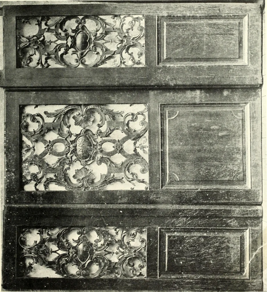 An illustration from An historical guide to French interiors, furniture, decoration, woodwork, & allied arts during the last half of the seventeenth century, the whole of the eighteenth century, and the earlier part of the nineteenth, 1900, leaf 193