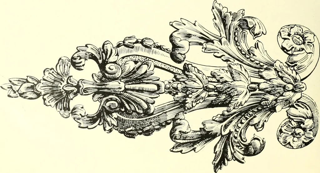 An illustration from An historical guide to French interiors, furniture, decoration, woodwork, & allied arts during the last half of the seventeenth century, the whole of the eighteenth century, and the earlier part of the nineteenth, 1900, leaf 194