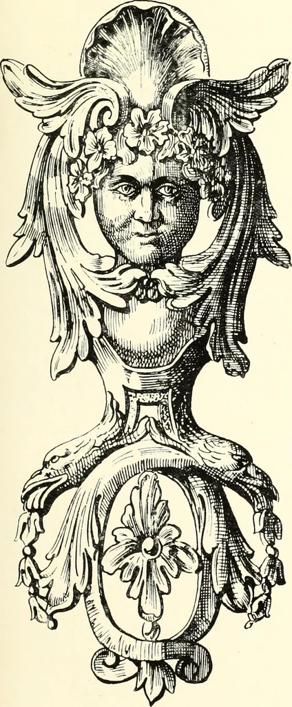 An illustration from An historical guide to French interiors, furniture, decoration, woodwork, & allied arts during the last half of the seventeenth century, the whole of the eighteenth century, and the earlier part of the nineteenth, 1900, leaf 195