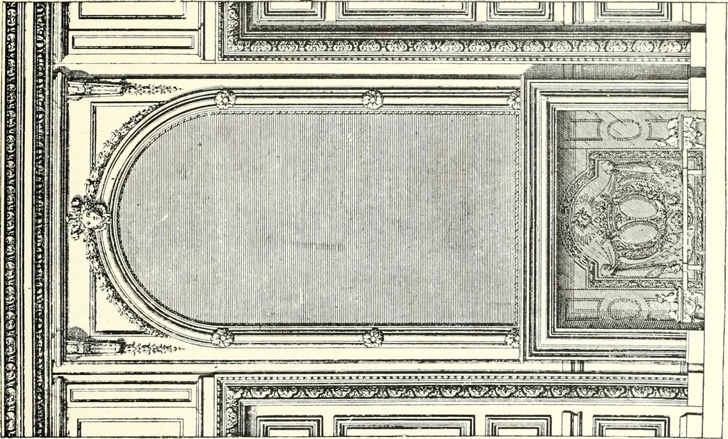An illustration from An historical guide to French interiors, furniture, decoration, woodwork, & allied arts during the last half of the seventeenth century, the whole of the eighteenth century, and the earlier part of the nineteenth, 1900, leaf 197