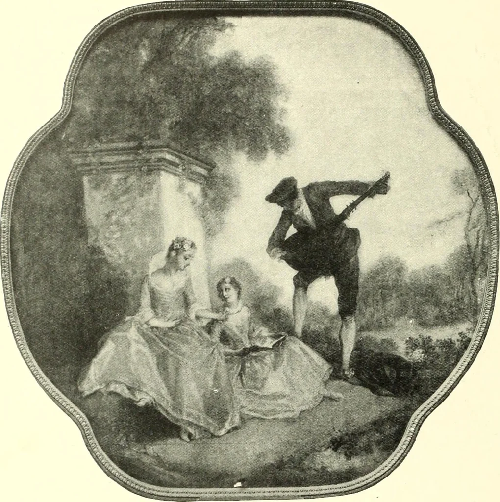 An illustration from An historical guide to French interiors, furniture, decoration, woodwork, & allied arts during the last half of the seventeenth century, the whole of the eighteenth century, and the earlier part of the nineteenth, 1900, leaf 198