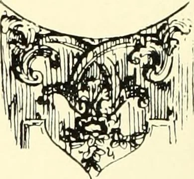 An illustration from An historical guide to French interiors, furniture, decoration, woodwork, & allied arts during the last half of the seventeenth century, the whole of the eighteenth century, and the earlier part of the nineteenth, 1900, leaf 198